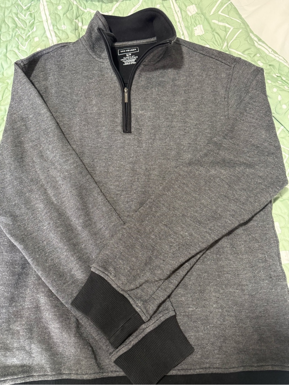 Van Heusen Men's Dark Gray Quarter-Zip Sweater